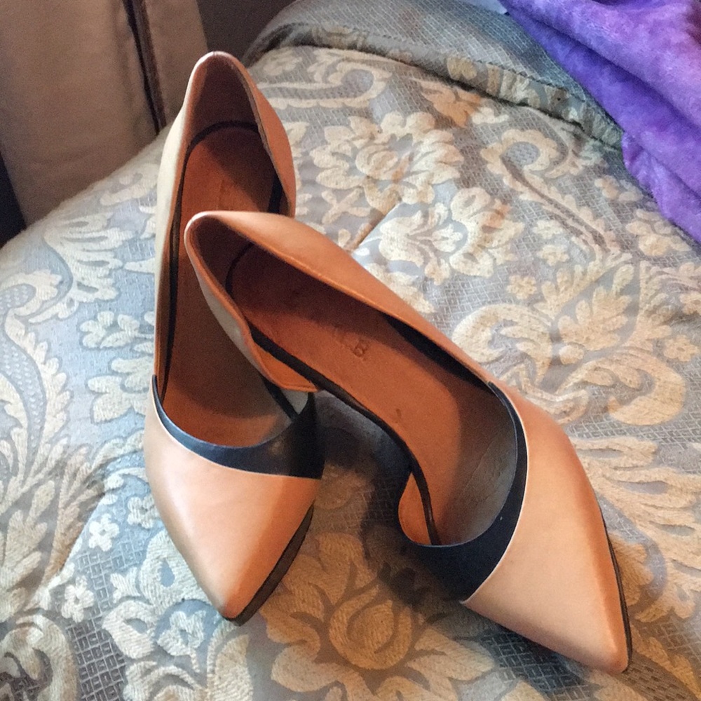 L.A.M.B tan Wedge shoes
